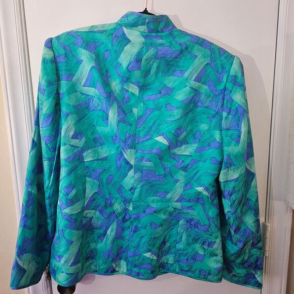 90s VTG Anne Crimmins Umi Collections Silk Blazer Sz Golden Girls Church Grandma - Picture 6 of 7
